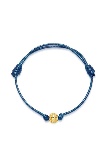 Nialaya Men's String Bracelet Navy Blue String Bracelet with Gold MST_081